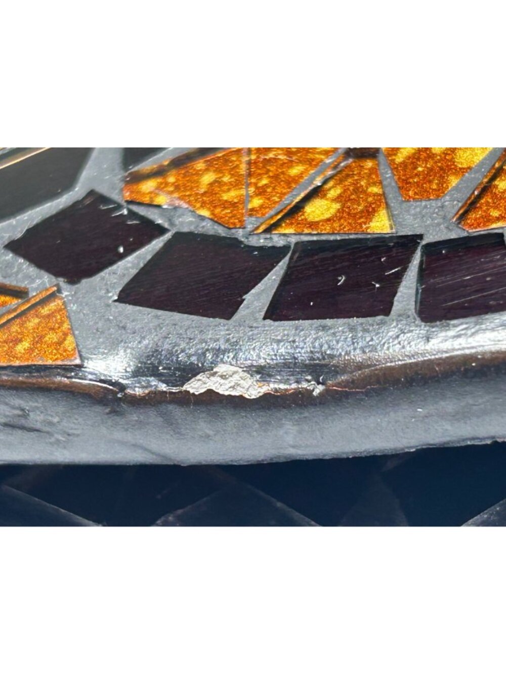 Pier 1 Imports Glass Autumn Mosaic Charger Plates Set 4 Gold Amber Black 13" - Picture 11 of 15
